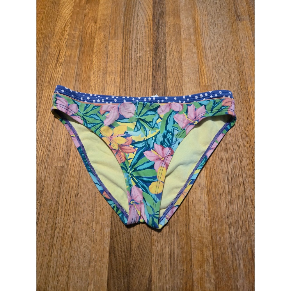Hobie Girls 10 Blue Pink Yellow Floral Polka Dot Hipster Bikini Swim Bottoms